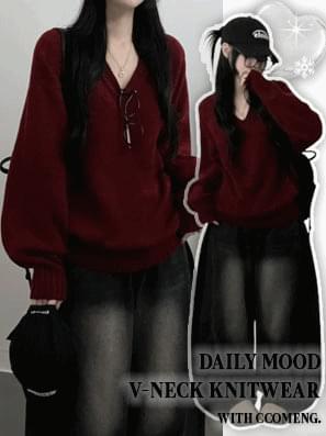 도톰프리나그랑브이넥긴팔니트(12color)